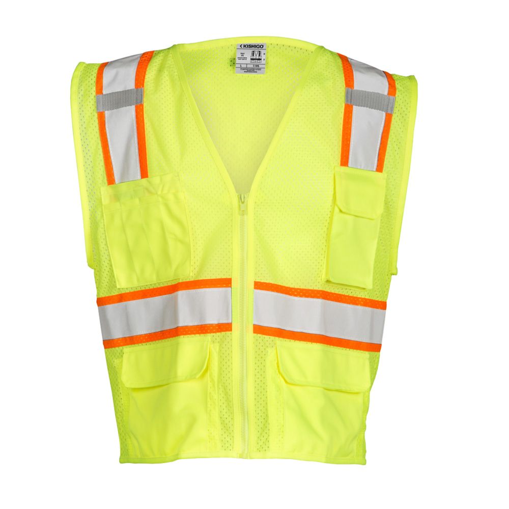 Kishigo 1195-1196 Class 2 Hi Vis Mesh Safety Vest