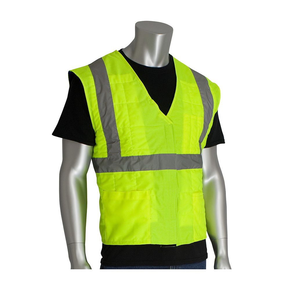 390-EZ202-HVY High-Visibility Yellow Safety Vest with Reflective Tape and Durable Construction PIP 390-EZ202-HVY High-Visibility Yellow Safety Vest with Heavy-Duty Construction