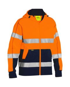 PIP Bisley® Class 3 Hi Vis Orange Full Zip Hooded Sweatshirt with Sherpa Lining 323M6988T-HVO-NVY