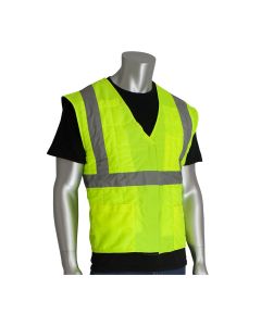 390-EZ202-HVY High-Visibility Yellow Safety Vest with Reflective Tape and Durable Construction