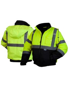 Pyramex RJ32 Class 3 Hi Vis Lime Rain Jacket