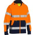 PIP Bisley® Class 3 Hi Vis Orange Full Zip Hooded Sweatshirt with Sherpa Lining 323M6988T-HVO-NVY